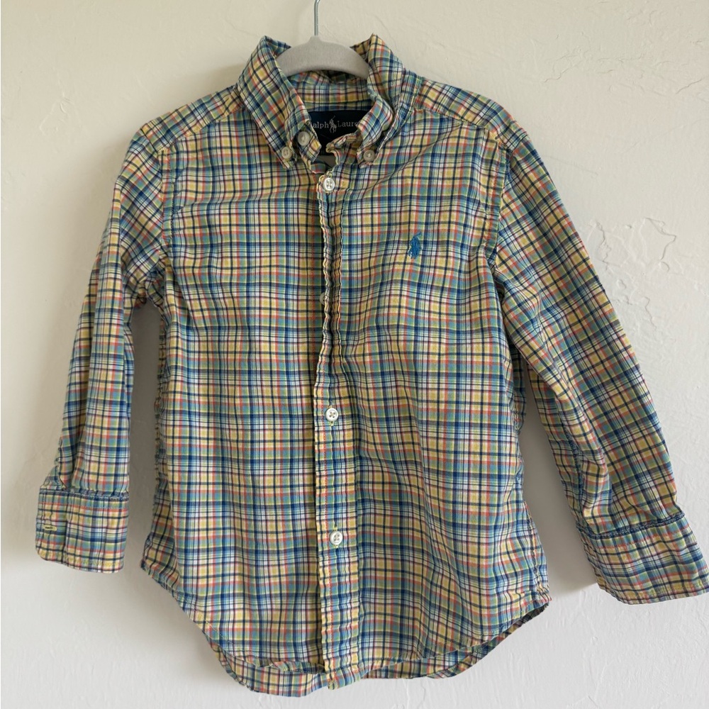 Ralph Lauren Yellow, Blue & Green Plaid Button-Down Shirt